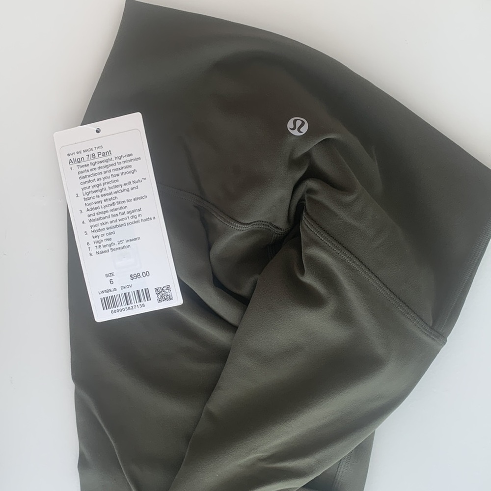 LULULEMON Brand New Legging Army Green - Picture 3 of 3